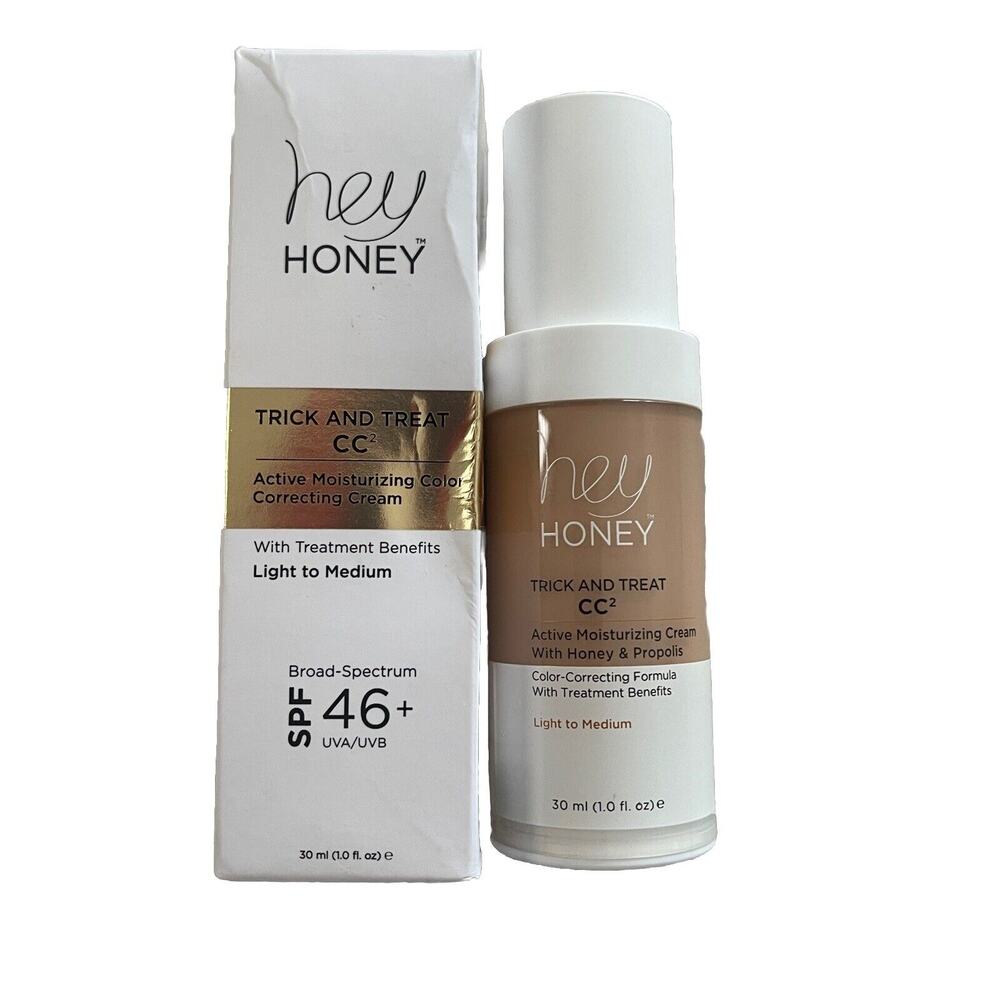 Hey Honey Trick and Treat Active Propolis Cream Concealer CC Light Medium 1 oz